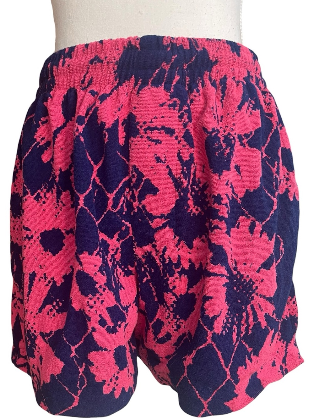 Urban Outfitters Floral Jacquard Terry Towel Shorts Pink Blue